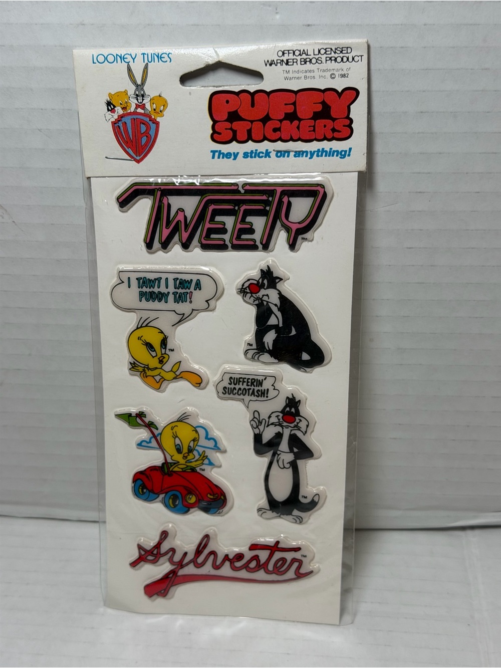 Vintage 80s Warner Brothers Puffy Stickers Sylvester Tweety Bird Looney Tunes